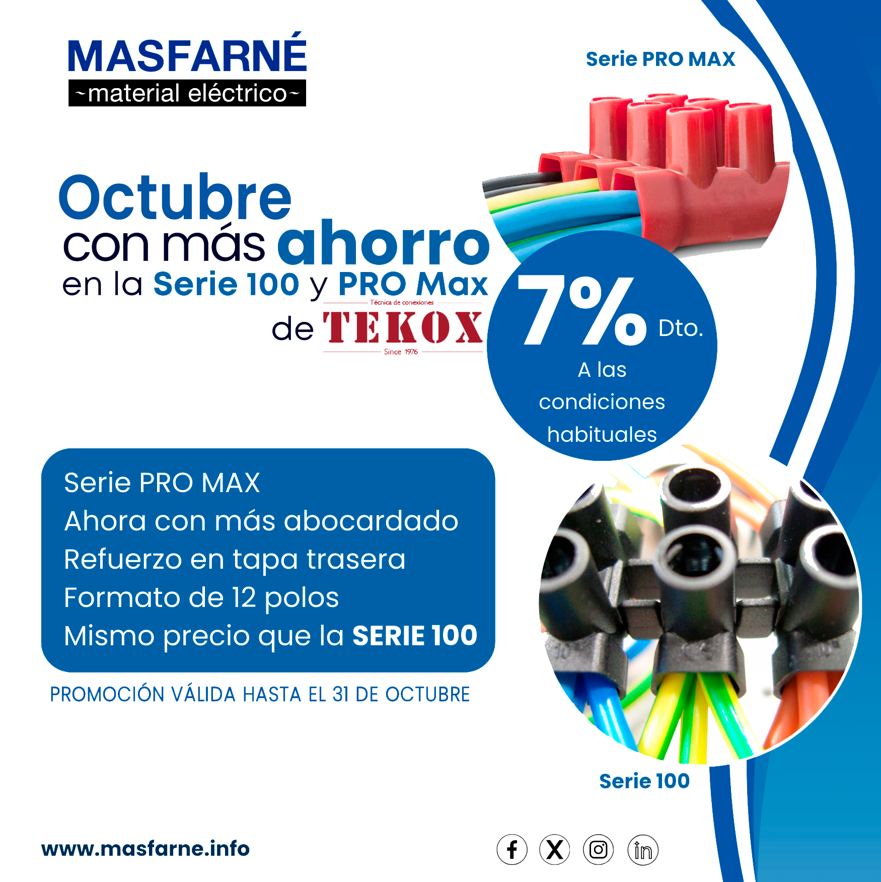 Descuento en productos TEKOX: Serie PRO MAX y Serie 100